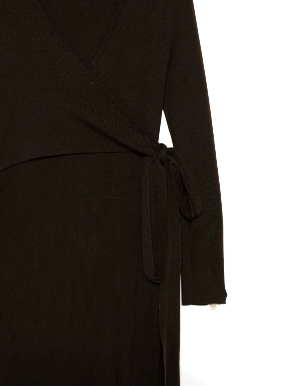  Akep Side-slits Wrap Midi Dress - Brown 