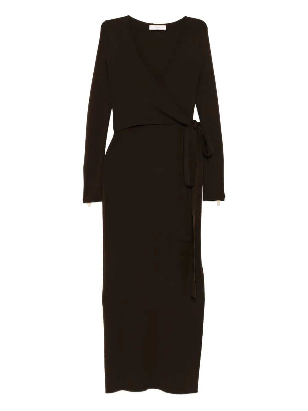 Akep side-slits wrap midi dress | Brown | Image 1