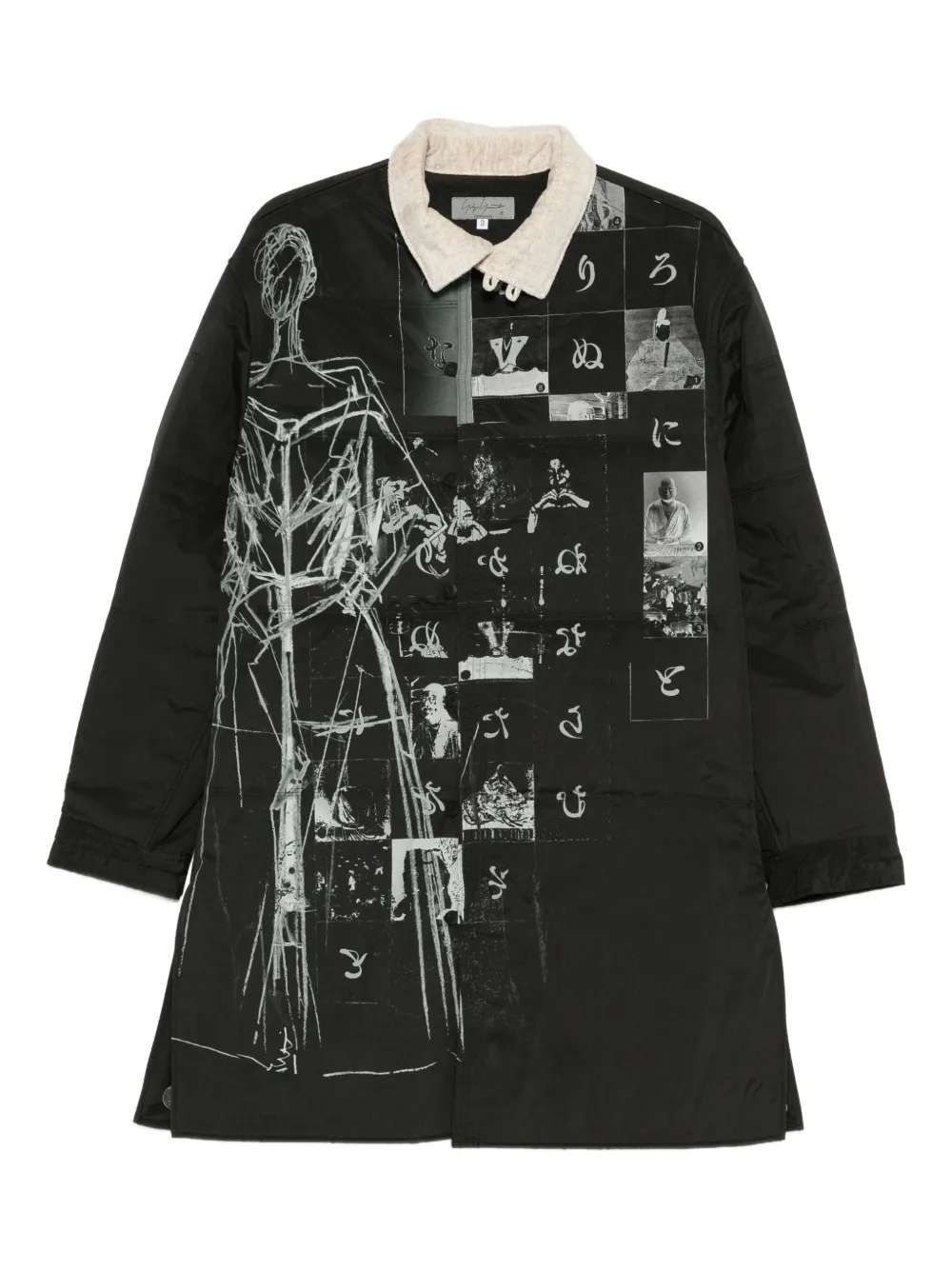Yohji Yamamoto printed coat | Black | Image 1
