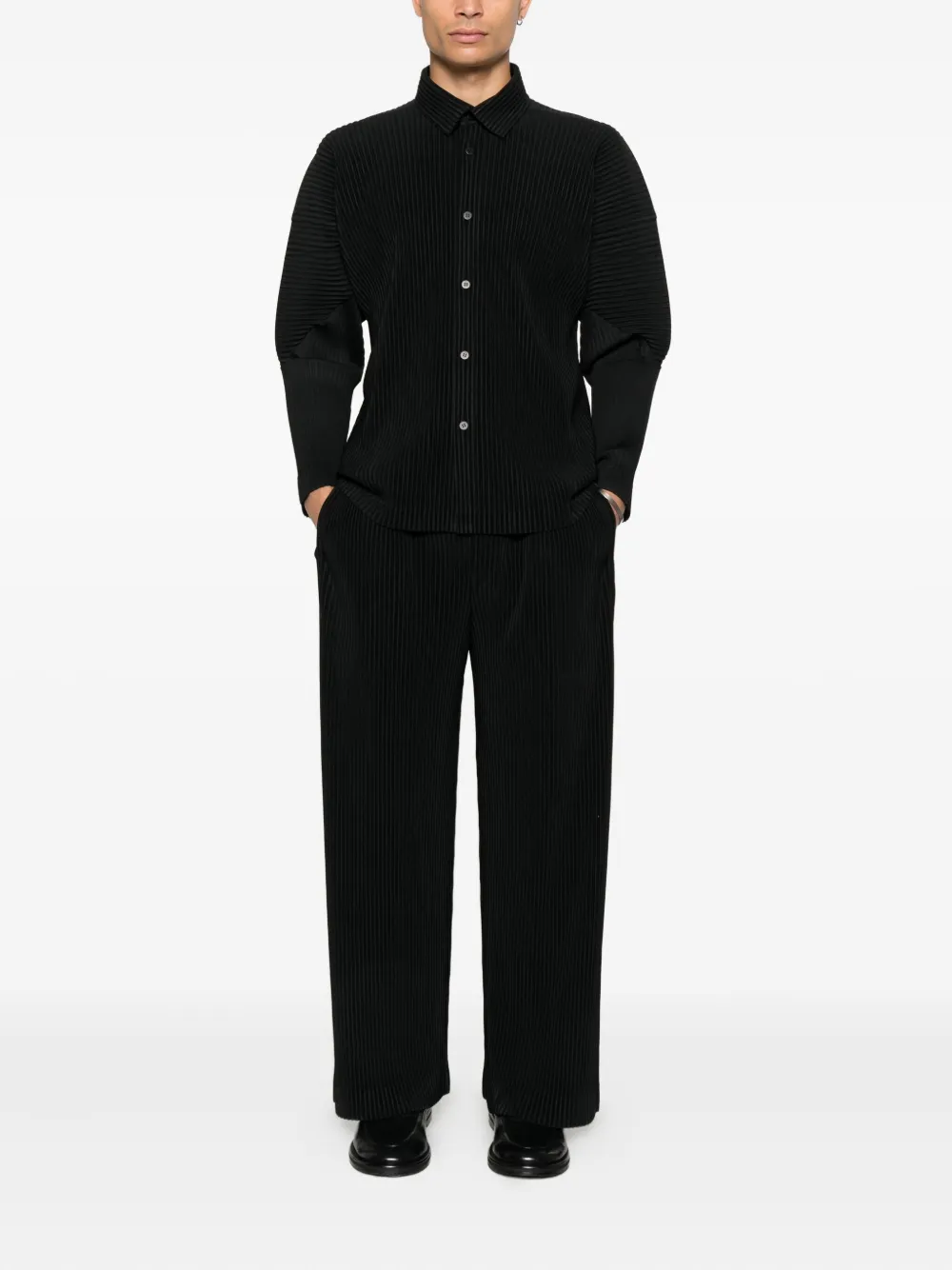 Homme Plissé Issey Miyake Plissé overhemd met knopen - Zwart