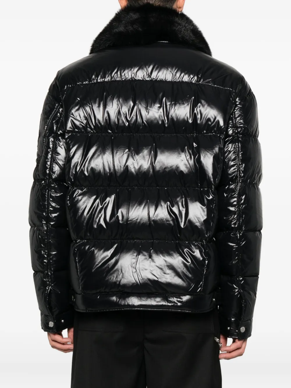 Moose Knuckles Gewatteerd jack met kraag van imitatiebont Zwart