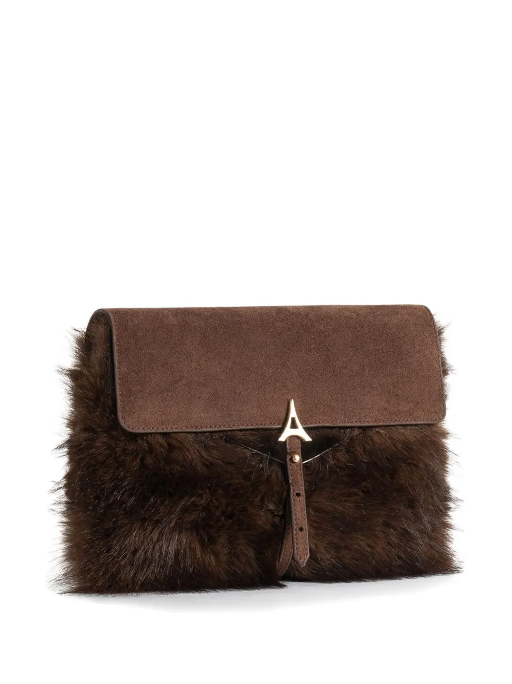 Manière De Voir Aliya Faux-fur Belted Clutch Bag In Brown