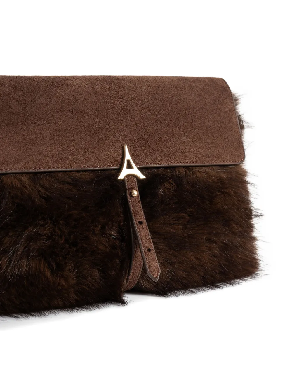 Manière De Voir Aliya Faux-fur Belted Clutch Bag In Brown