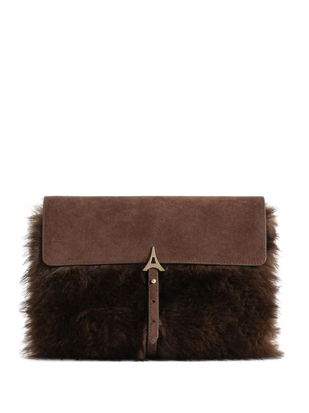 Manière De Voir Aliya Faux-fur Belted Clutch Bag In Brown