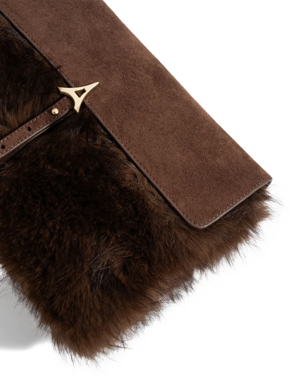 Manière De Voir Aliya Faux-fur Belted Clutch Bag In Brown