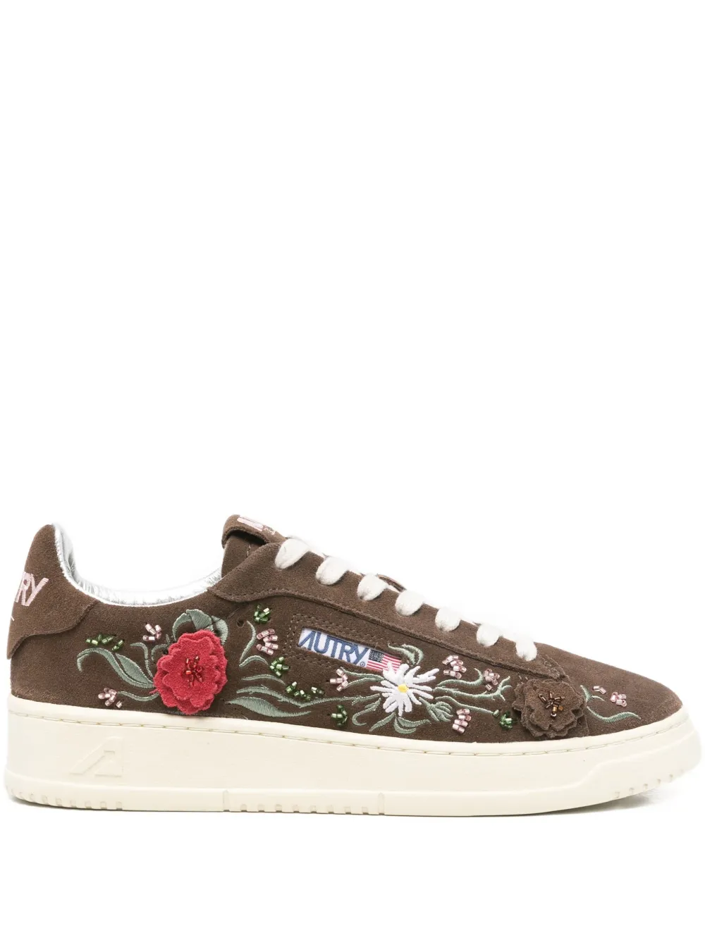 Autry floral-appliqué sneakers - Marrone