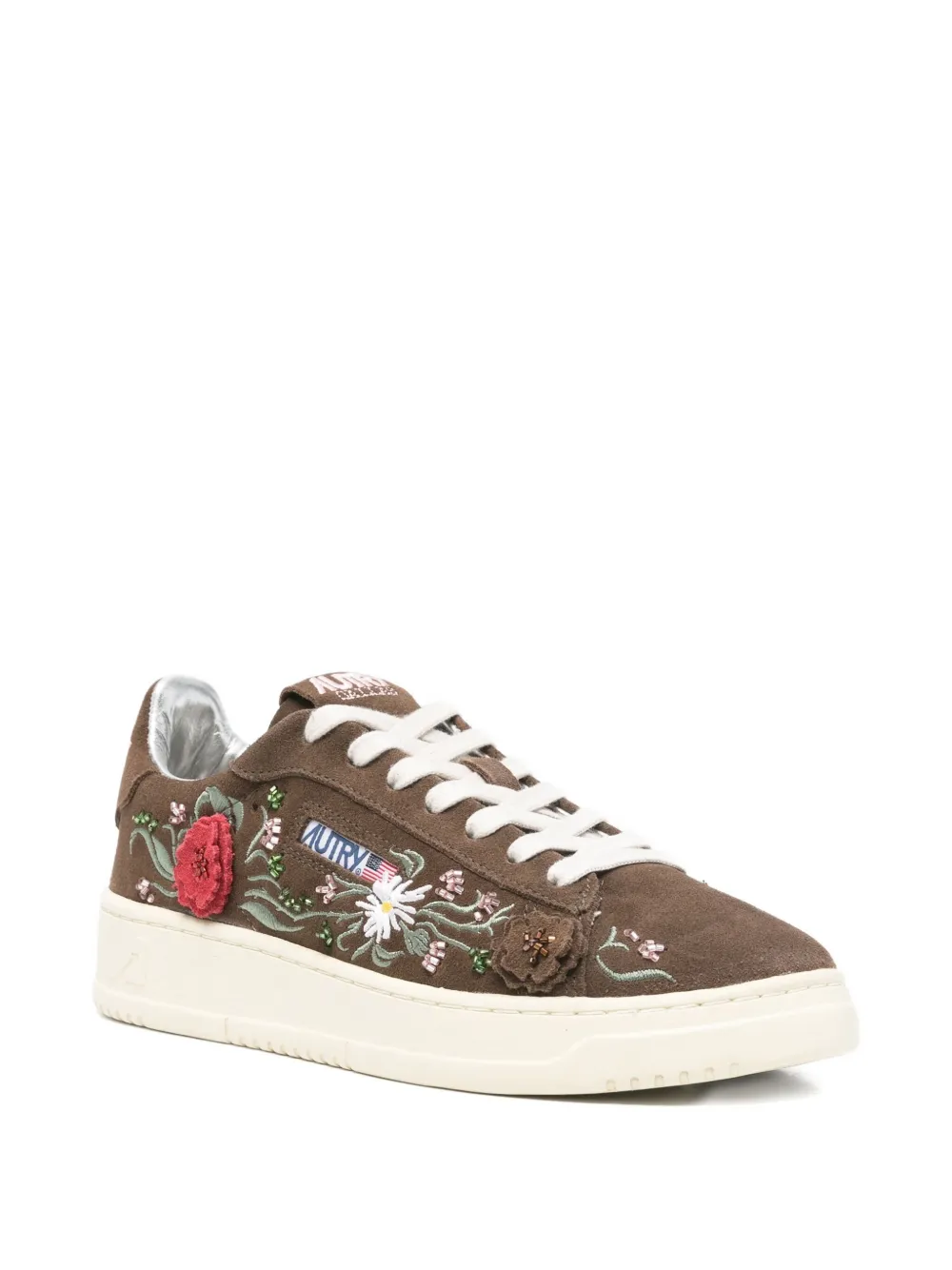 Autry floral-appliqué sneakers - Bruin