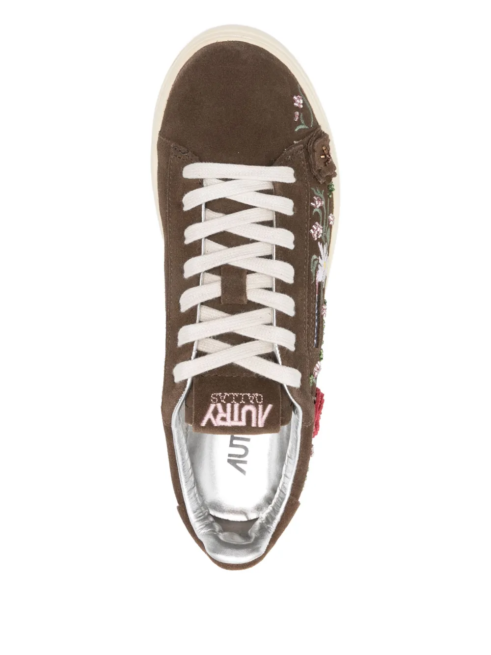 Autry Sneakers met bloemen-applicatie Bruin