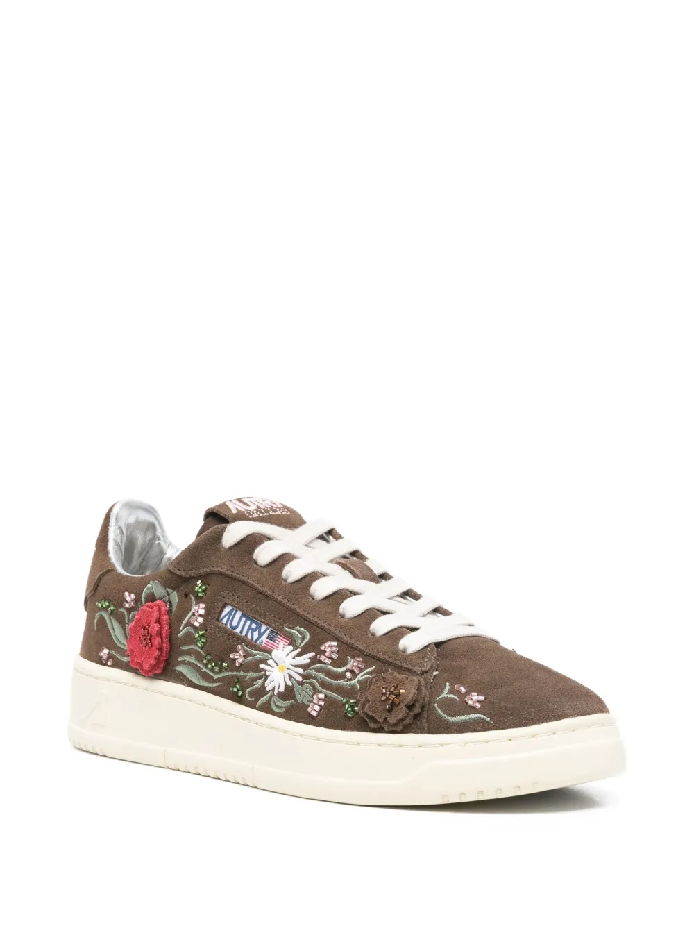 Autry Sneakers met bloemen-applicatie Bruin