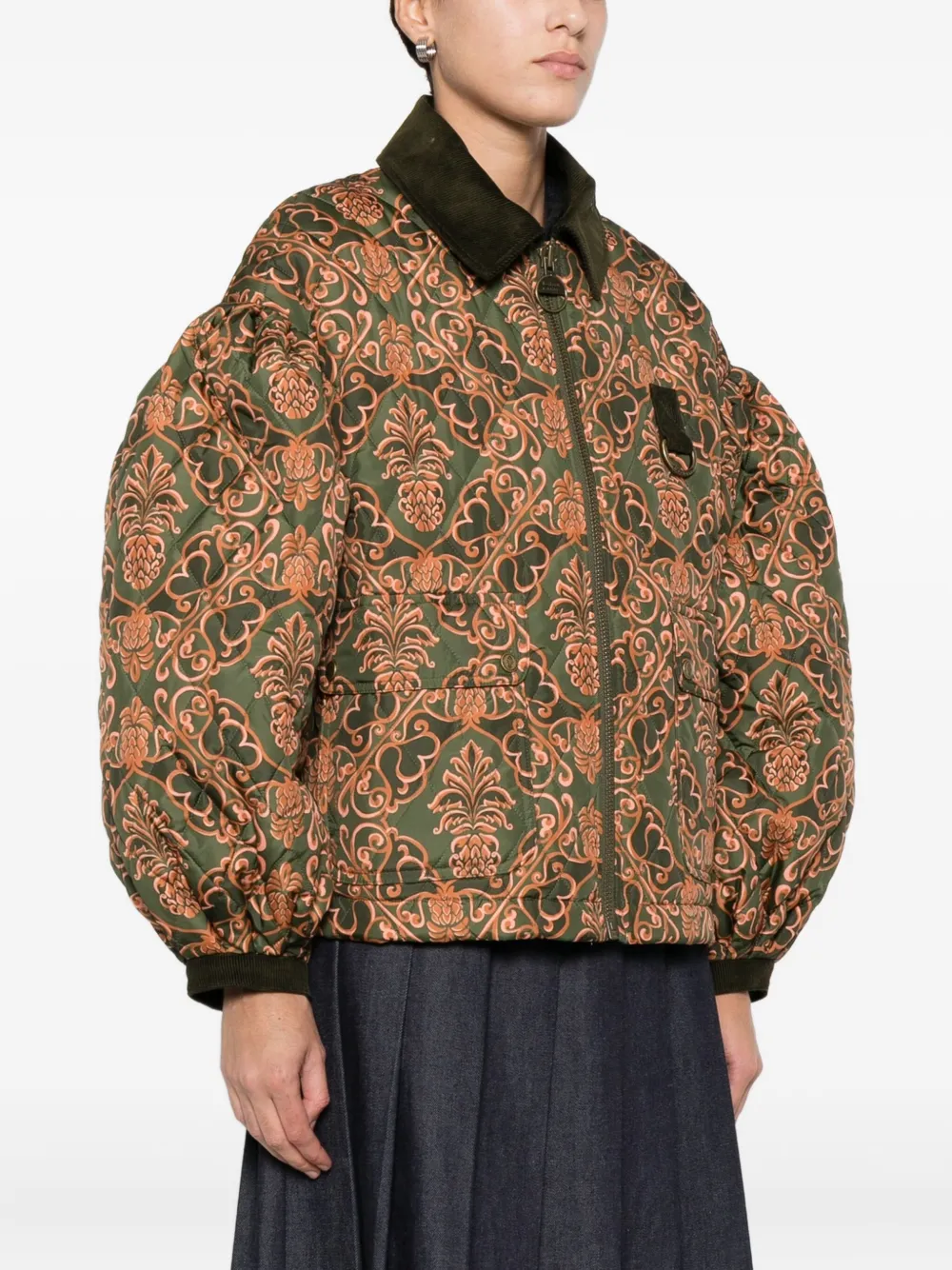 Barbour x Farm Rio Luisa gewatteerd jack Groen