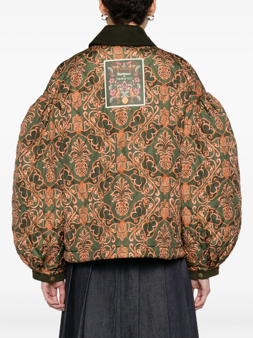 Barbour x Farm Rio Luisa gewatteerd jack Groen