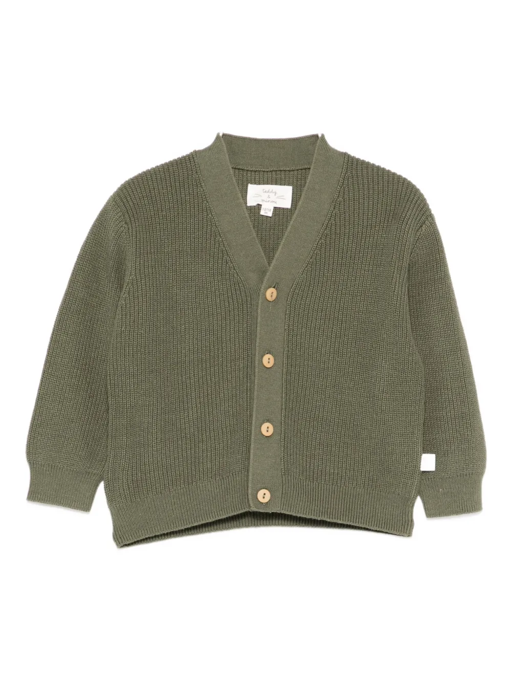 Teddy & Minou Buttoned Ribbed Jacket In Green