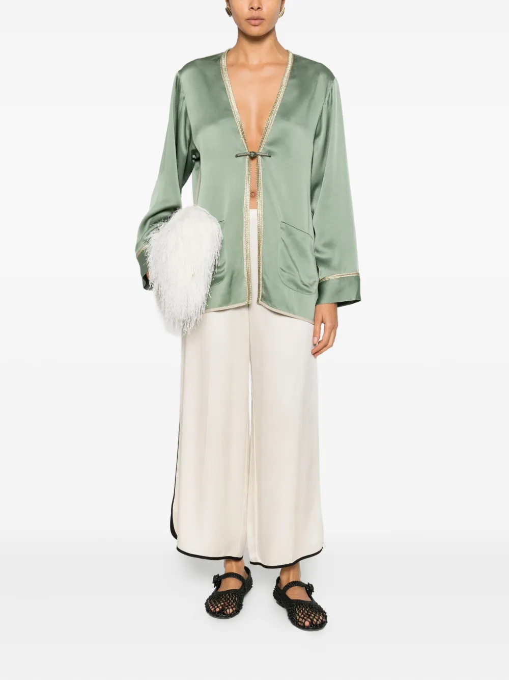 Forte Forte Broek met contrasterende afwerking - Beige