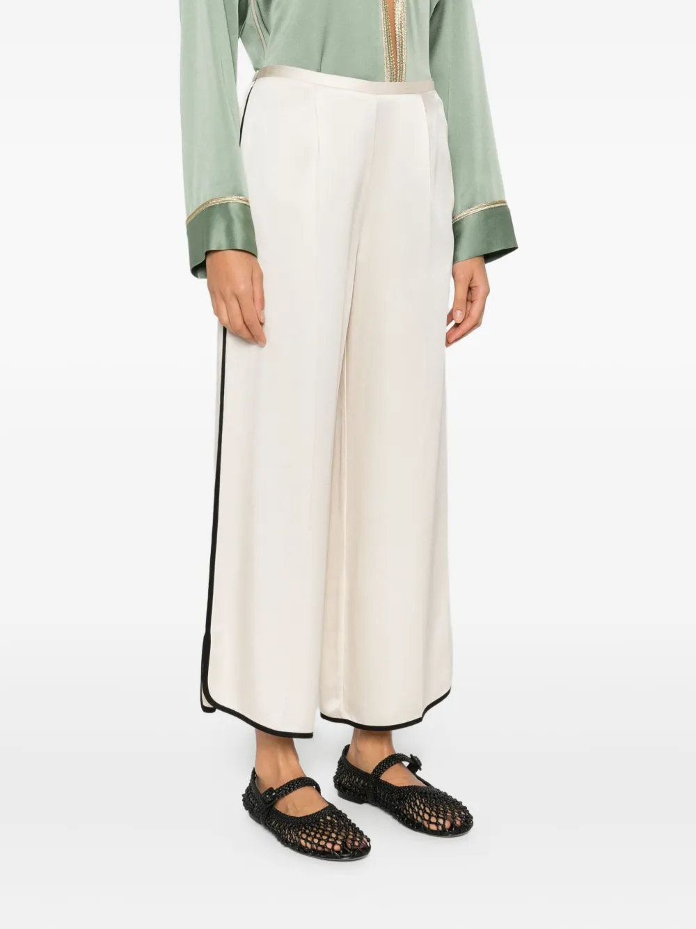 Forte Broek met contrasterende afwerking Beige