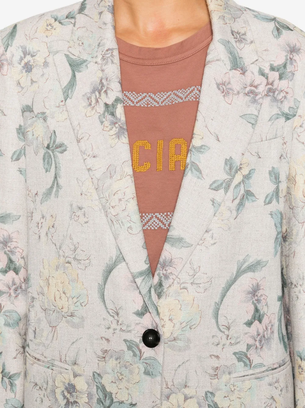 Forte Blazer met enkele knoop en bloemenprint Beige