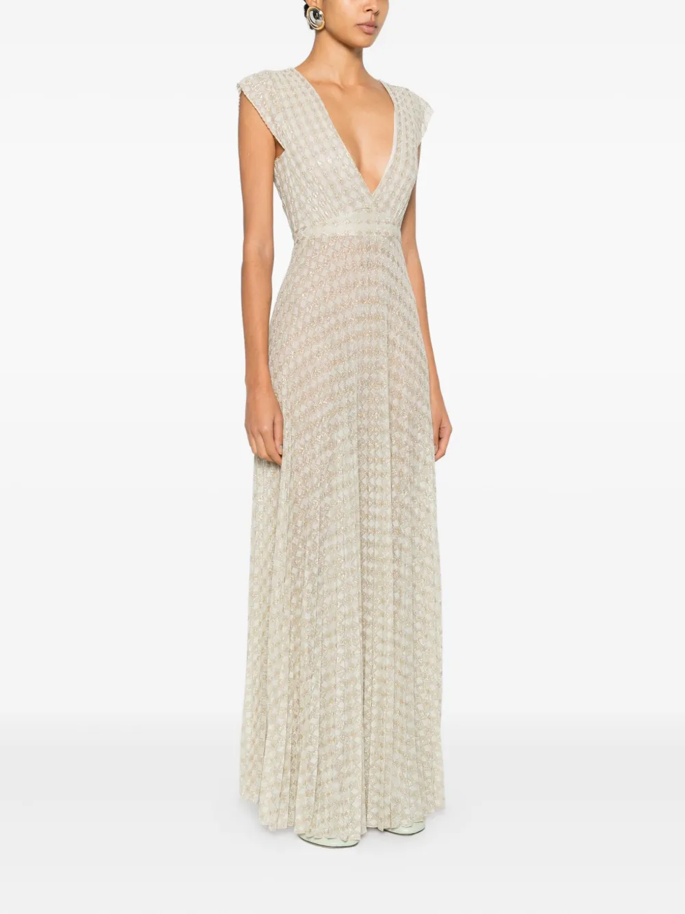  Forte Forte V-neck Pleated Midi Dress - Neutrals 