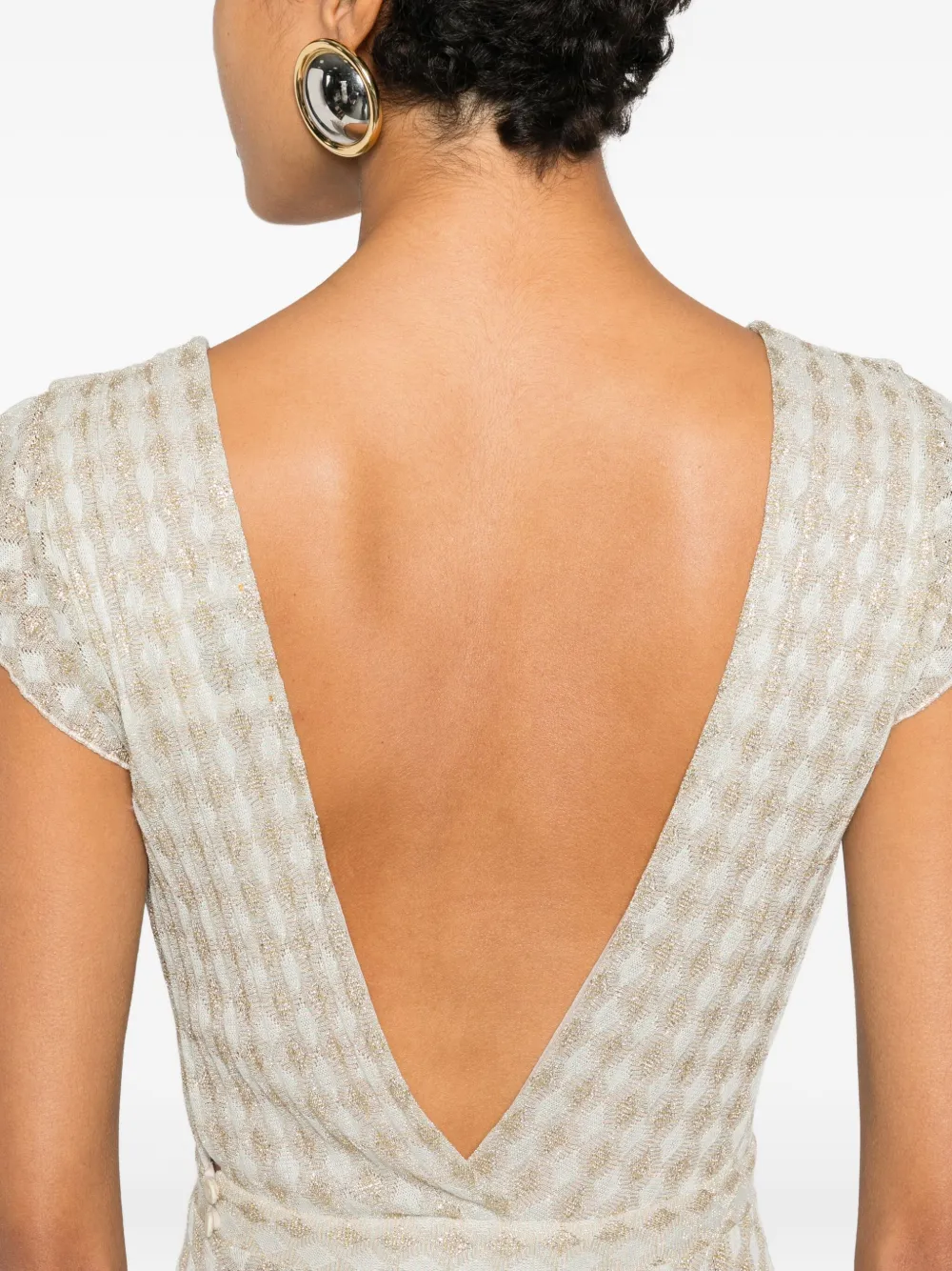 Forte Geplooide midi-jurk met V-hals Beige
