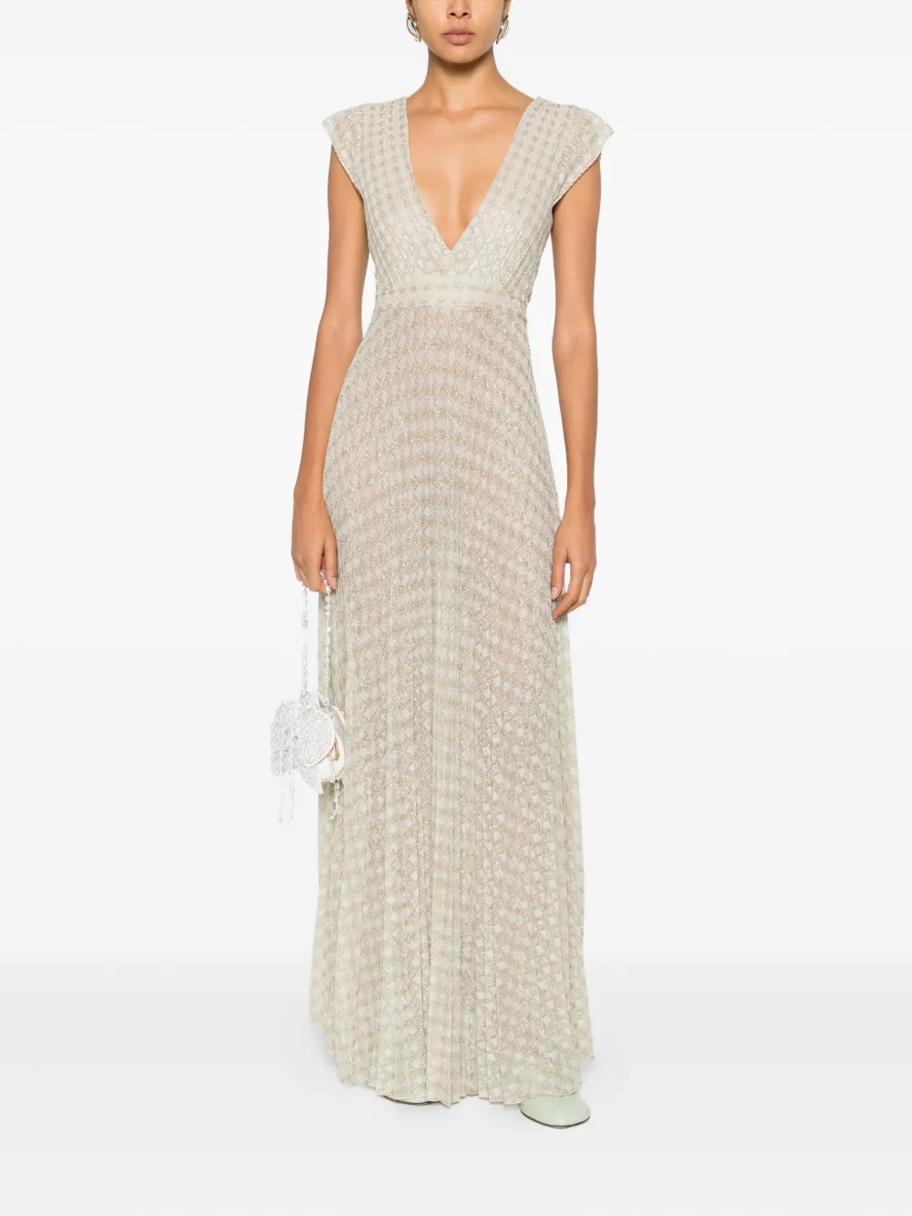 Forte Forte Geplooide midi-jurk met V-hals - Beige