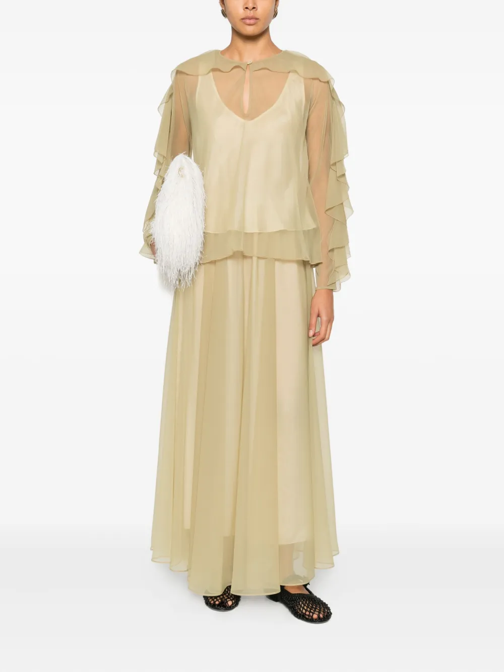 Forte Forte Rok met elastische tailleband - Beige