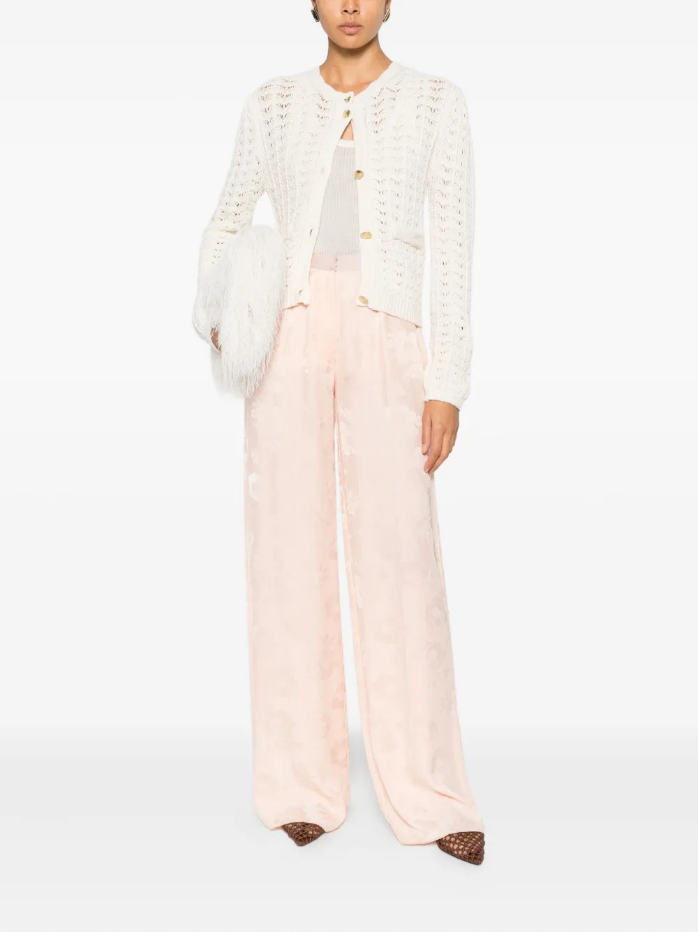 Forte Forte Broek met bloemen jacquard - Roze