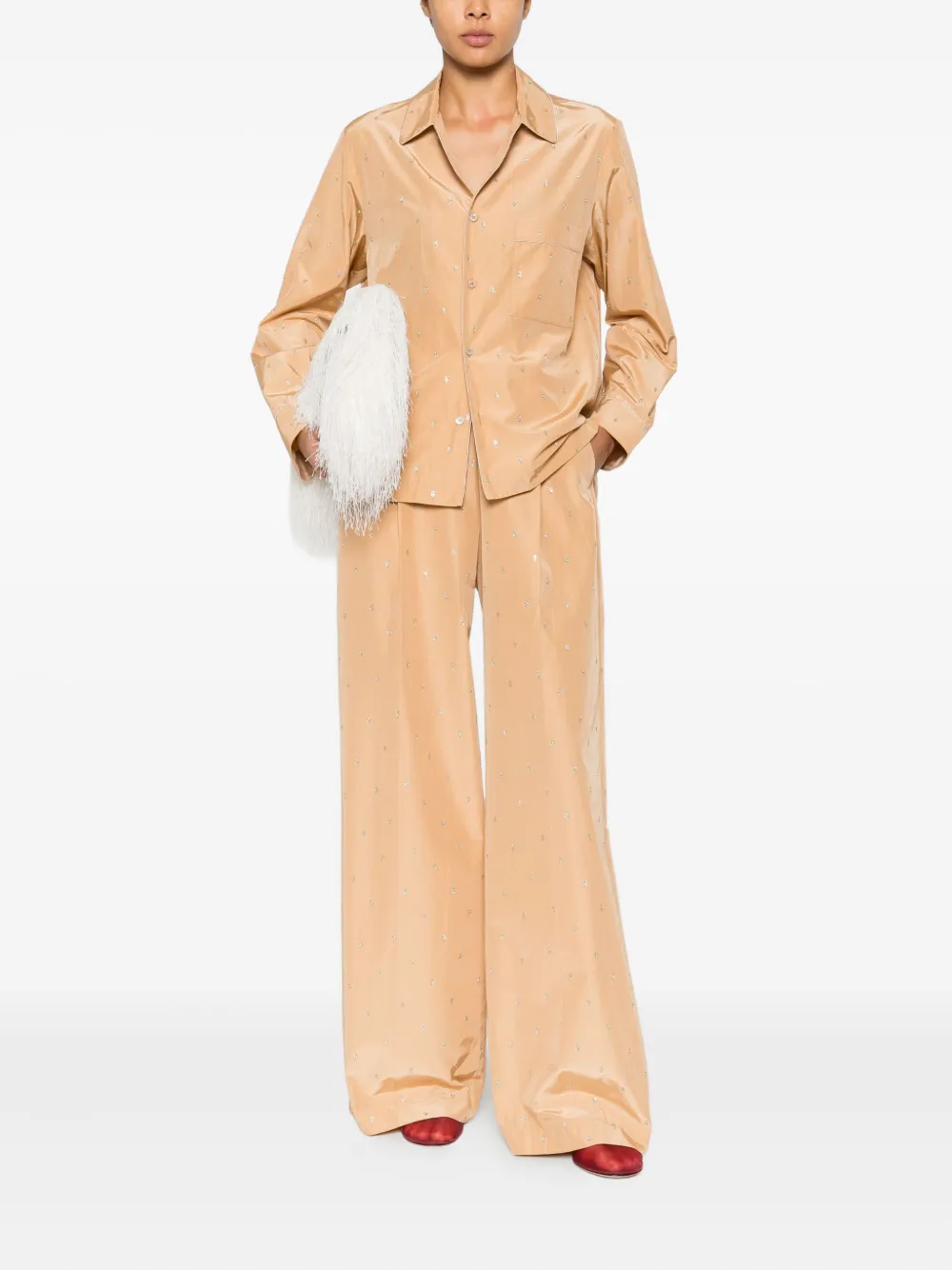 Forte Forte Verfraaide blouse met zak - Beige