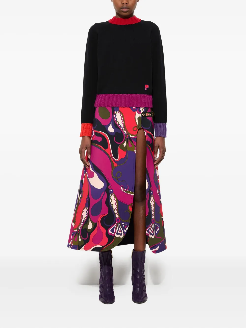 Pucci Colourblock Sweater In Black