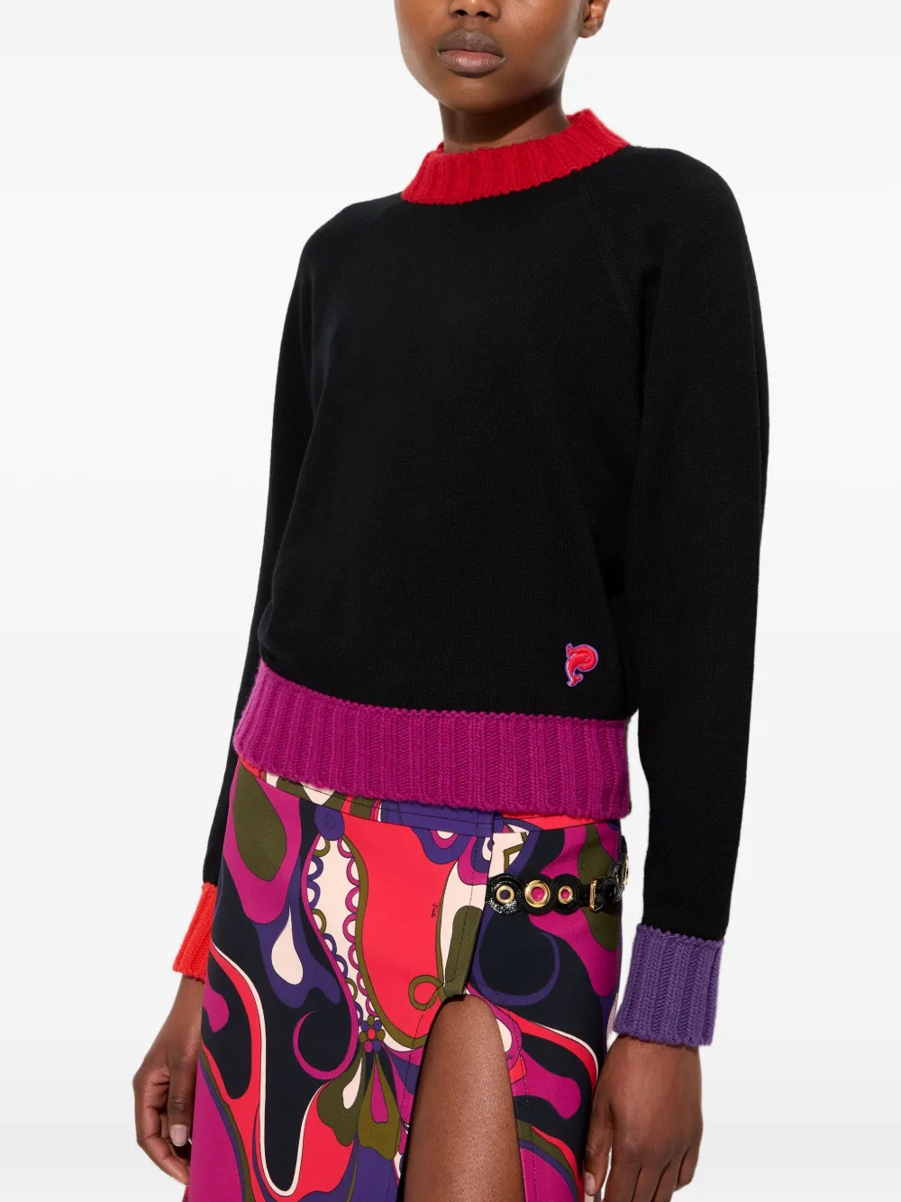 Pucci Colourblock Sweater In Black
