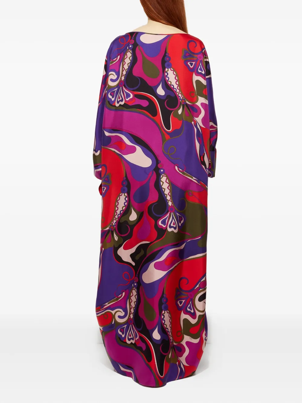 Pucci Orchidee Print Long Silk Kaftan In Purple