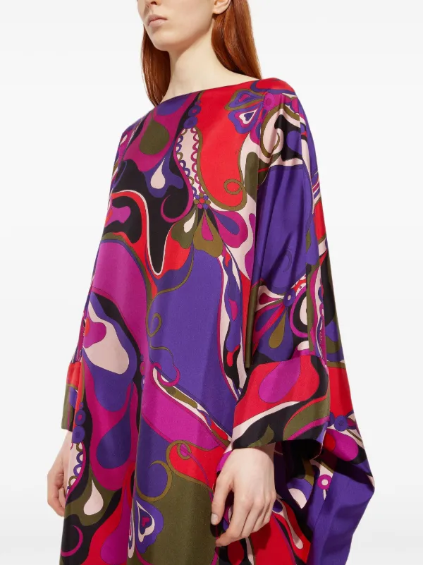 pucci orchidee silk maxi dress Pucci - Orchidee Print Silk Dress - Size: 40 - Multicolor