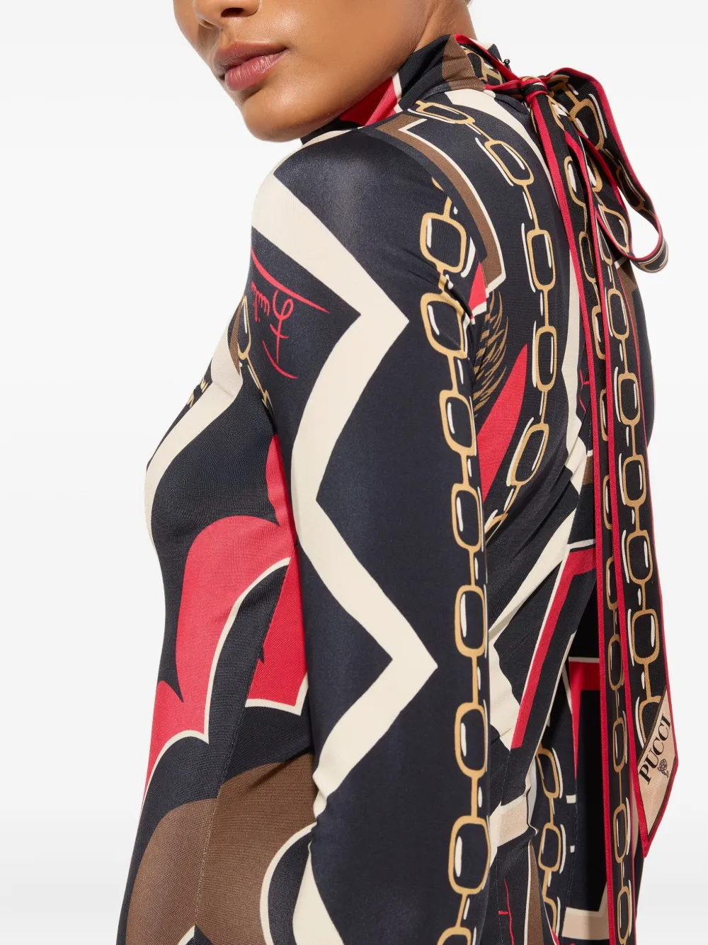 Pucci Istrice-print Satin Dress In Multi