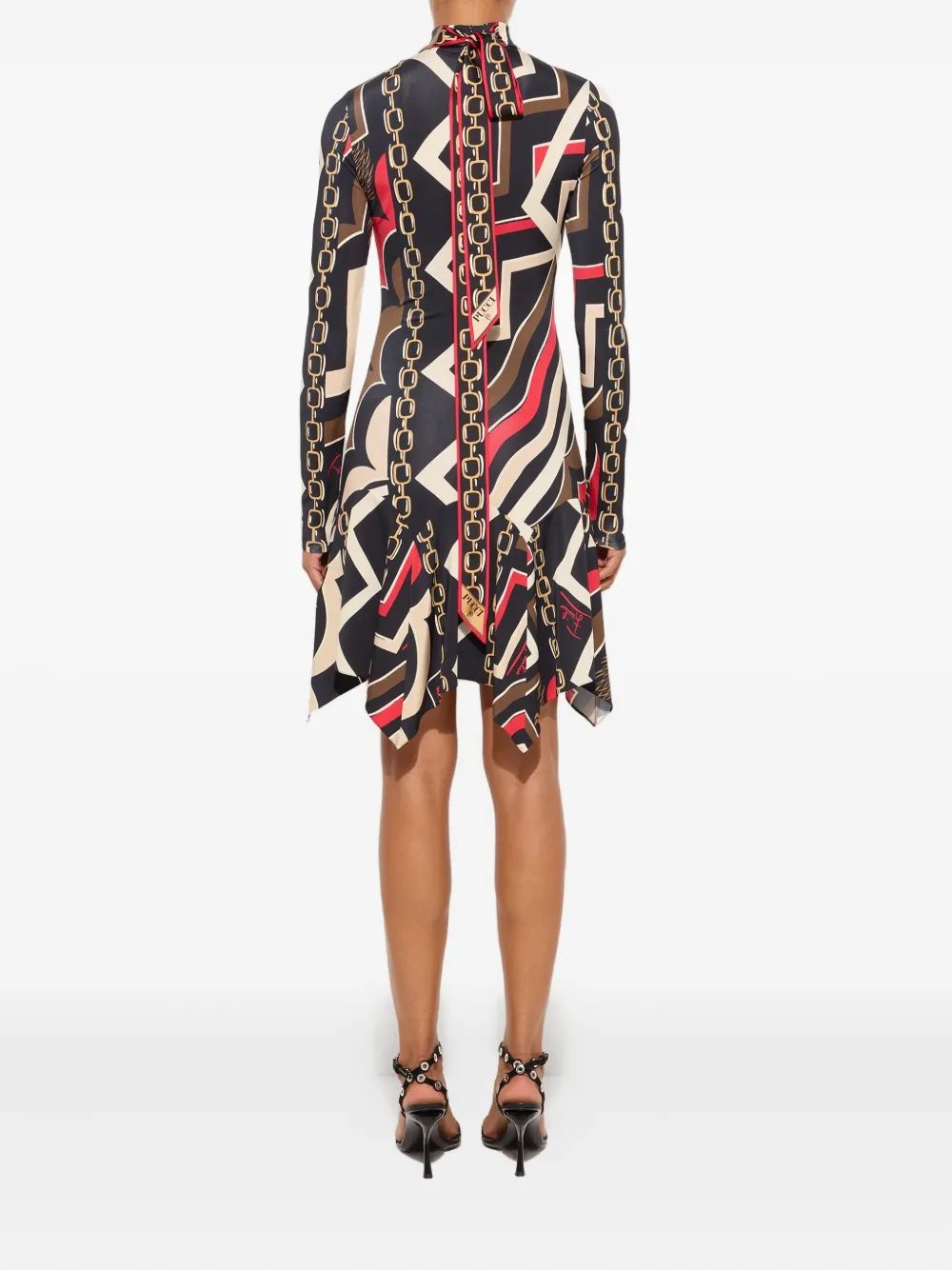 Pucci Istrice-print Satin Dress In Multi