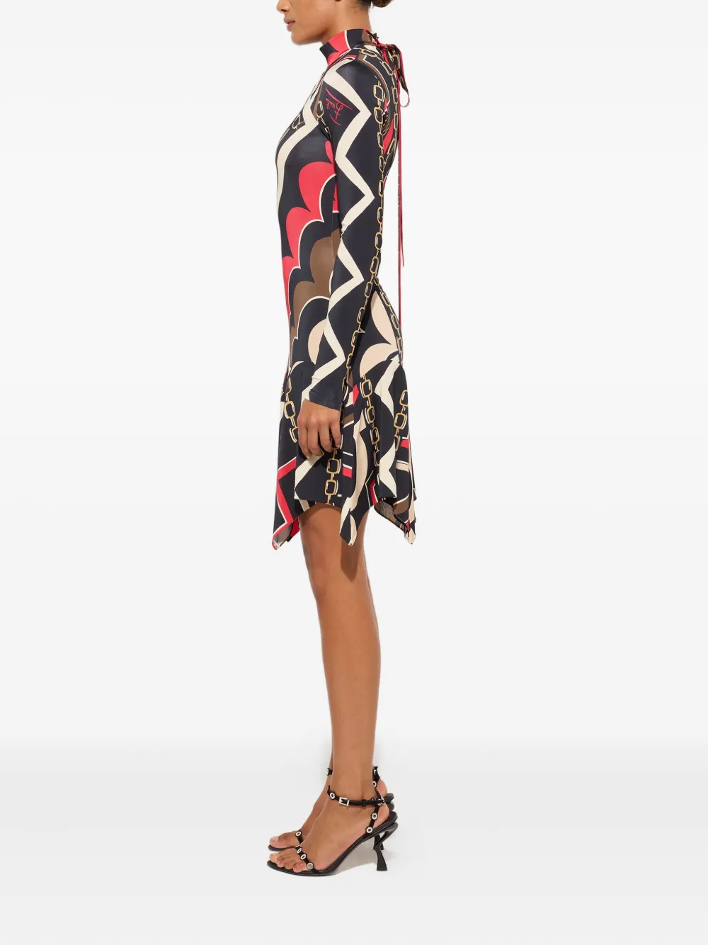 Pucci Istrice-print Satin Dress In Multi