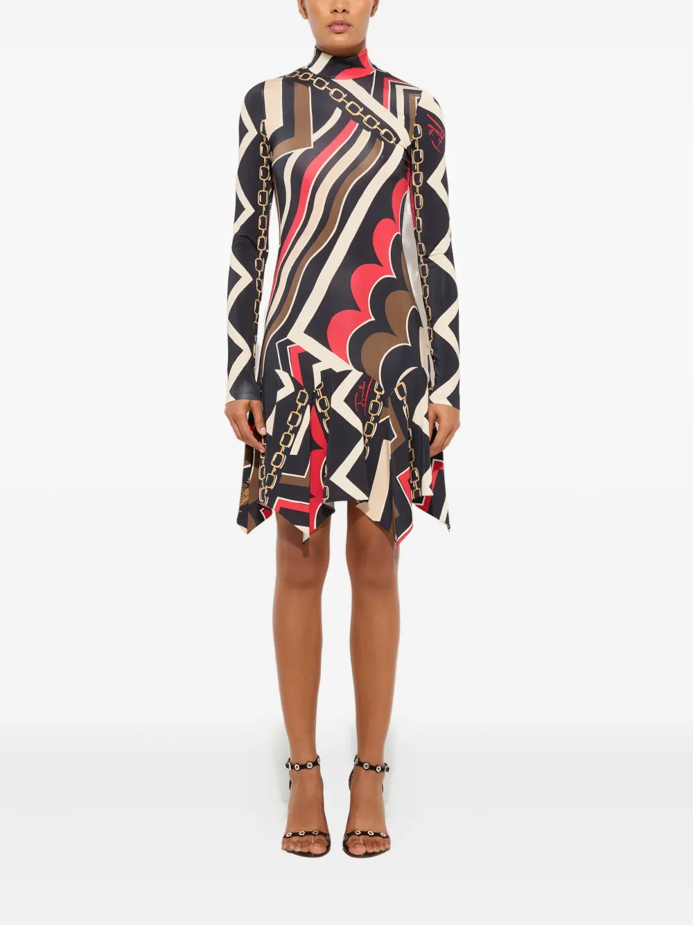 PUCCI istrice-print satin dress - Zwart