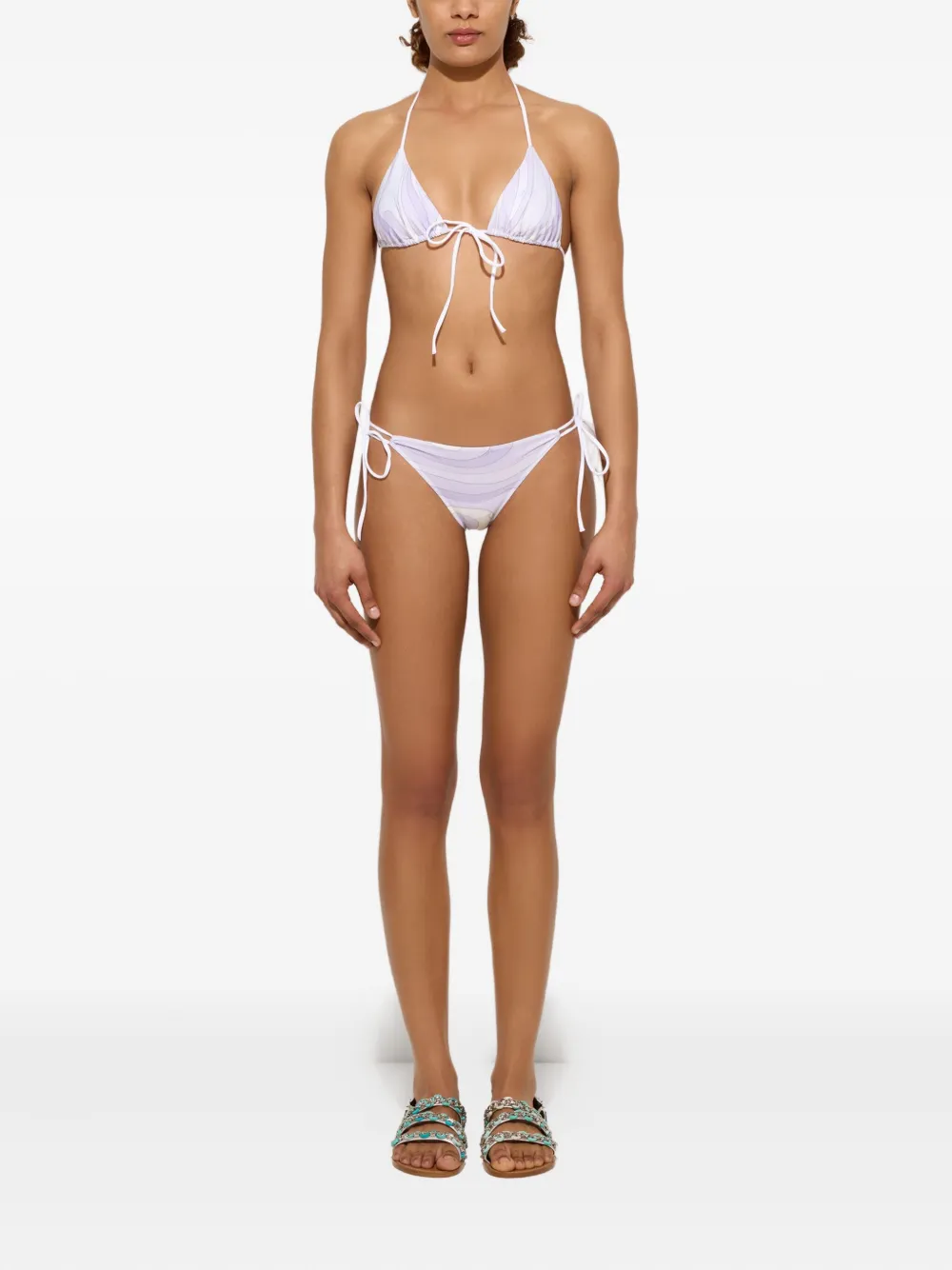 Pucci Marmo-print Bikini Bottoms In Purple