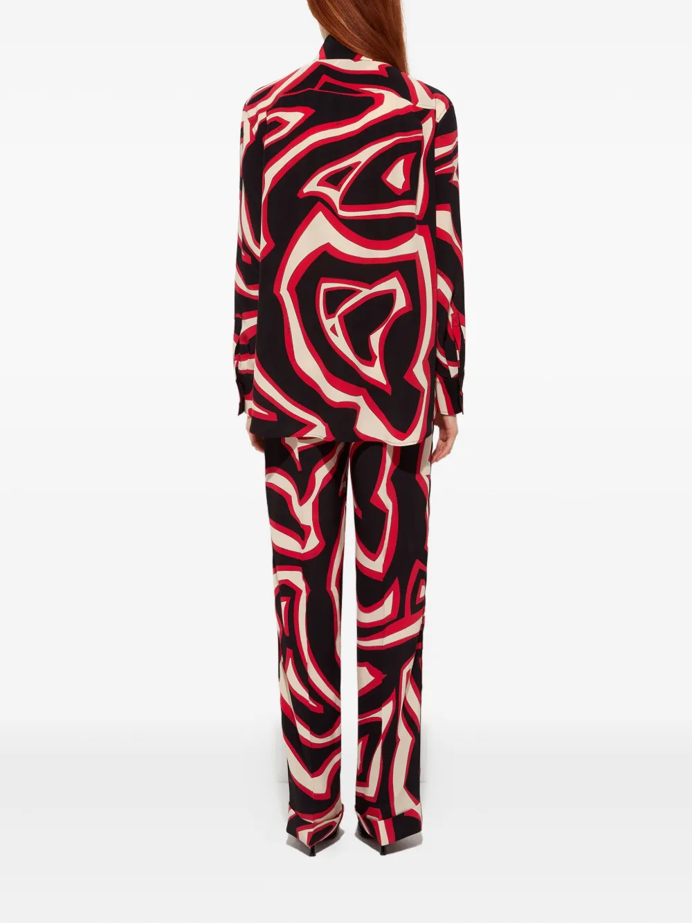 Pucci Silk Twill Labirinto Print Shirt In Red