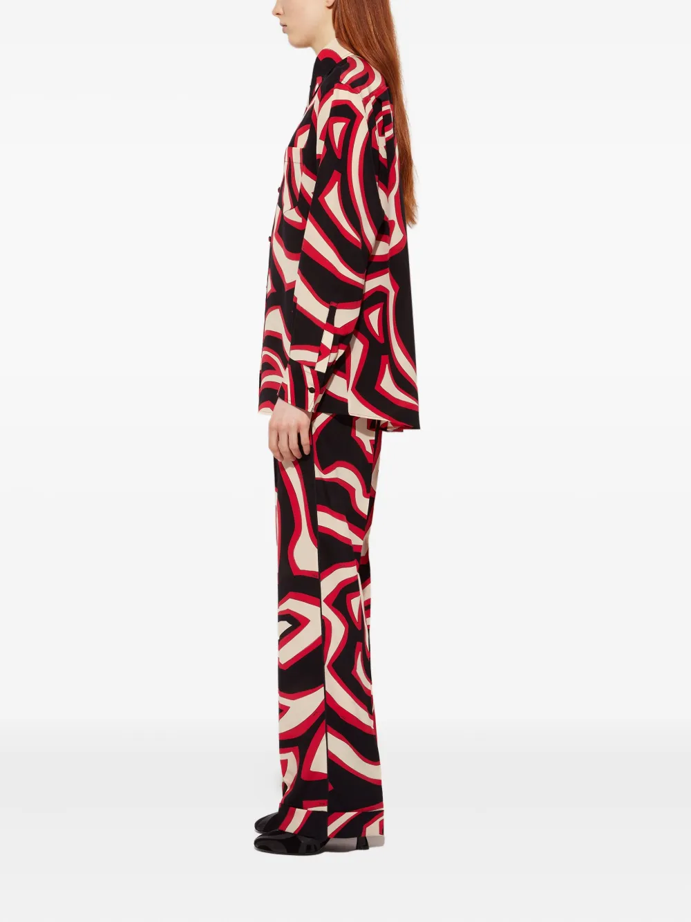 Pucci Silk Twill Labirinto Print Shirt In Red