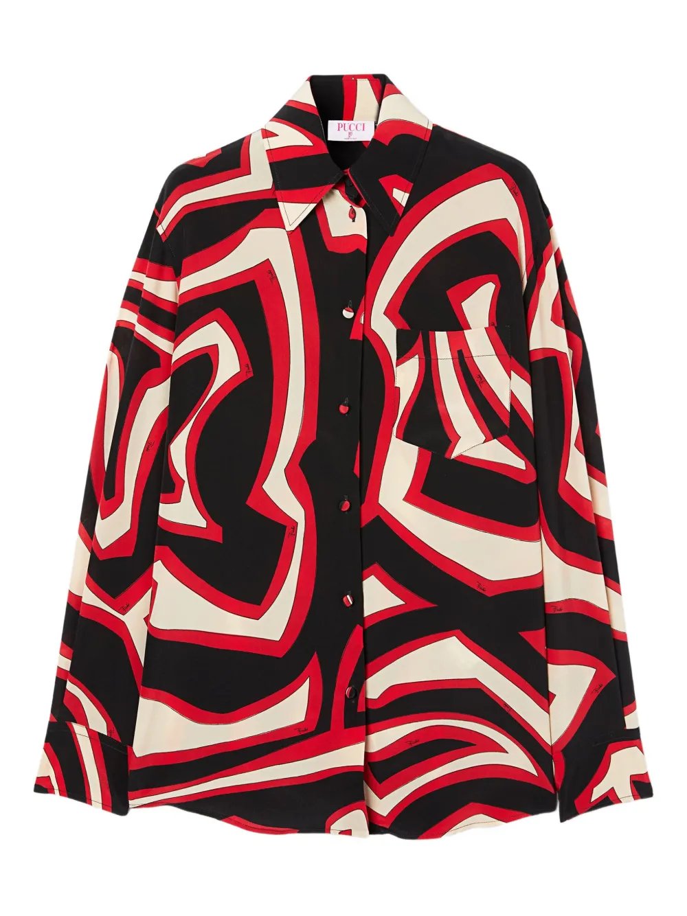 PUCCI camisa de seda con estampado e laberinto | negro | Image 1