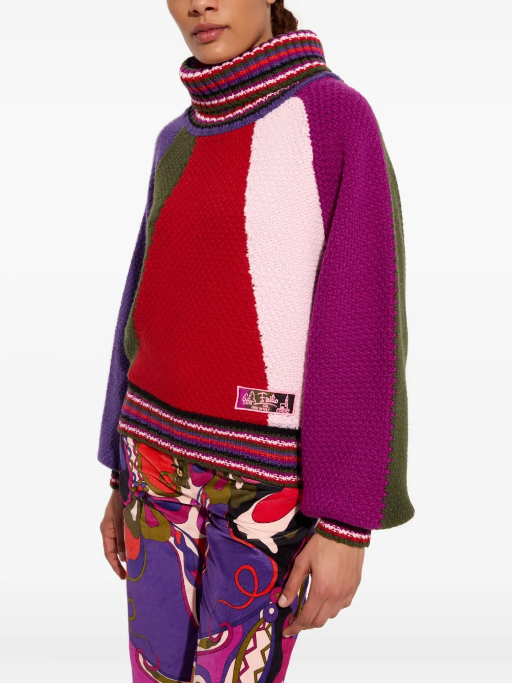 Pucci Colour-block Roll-neck Sweater In Multi