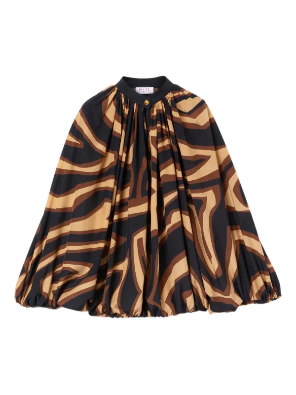Pucci Labirinto Print Voluminous Blouse in Black