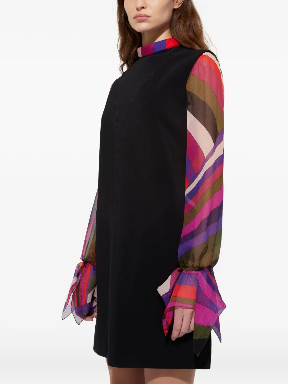 Pucci Contrast-sleeves Mini Dress In Black