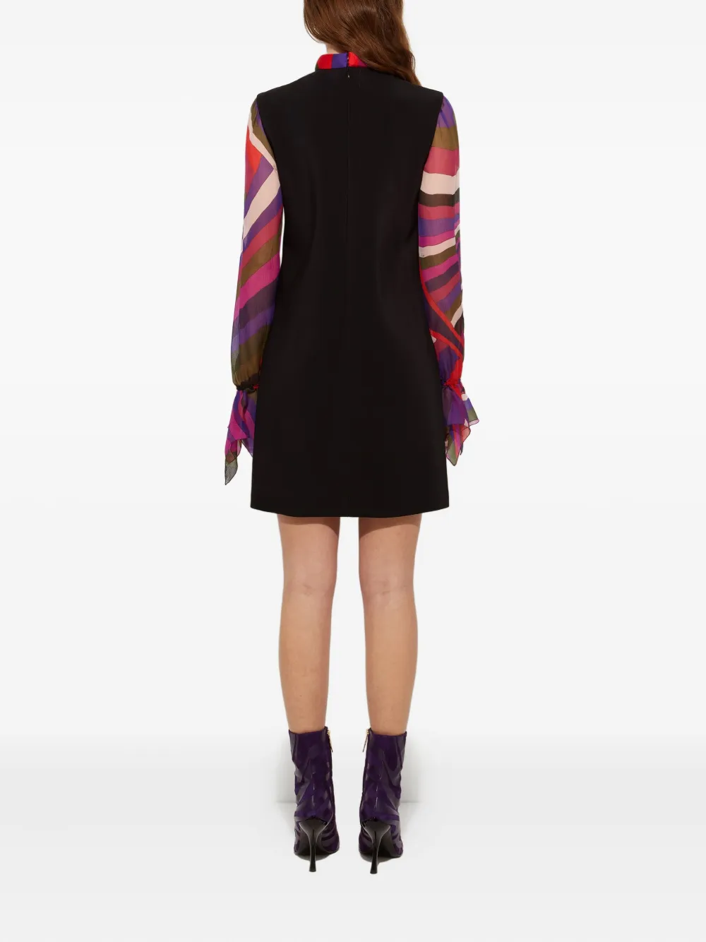 Pucci Contrast-sleeves Mini Dress In Black