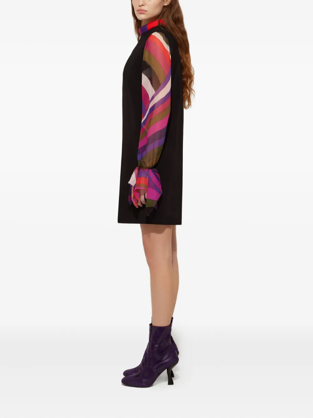 Pucci Contrast-sleeves Mini Dress In Black