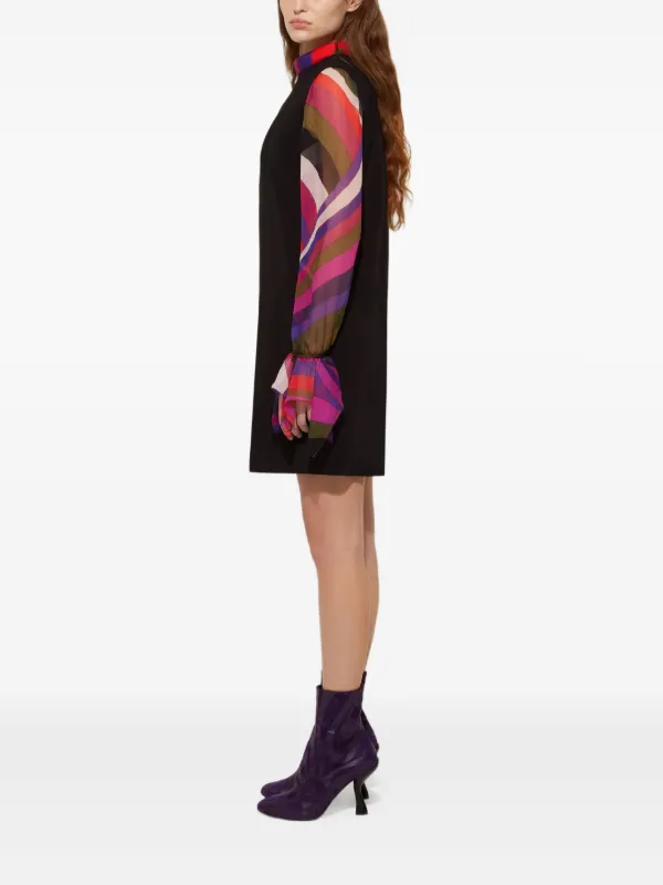 Pucci - Printed Sleeve Sheath Dress - Size: 40 - Black