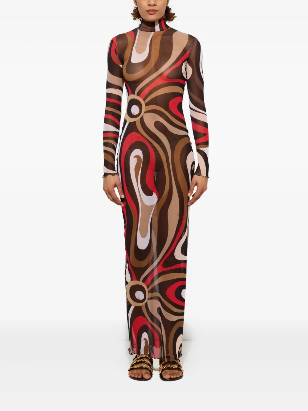 PUCCI Marmo-print maxi dress - Bruin
