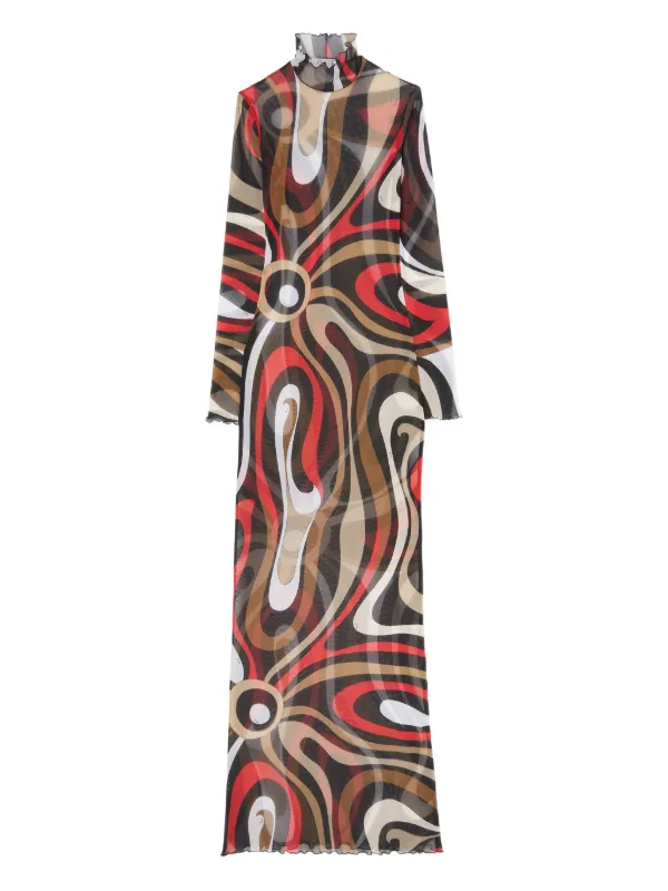 chinese dress ladies Emilio Pucci - Printed Pink Long Sleeve Jersey Dress with Belt