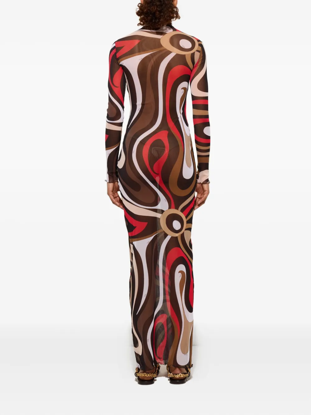 Pucci Marmo-print Maxi Dress In Brown