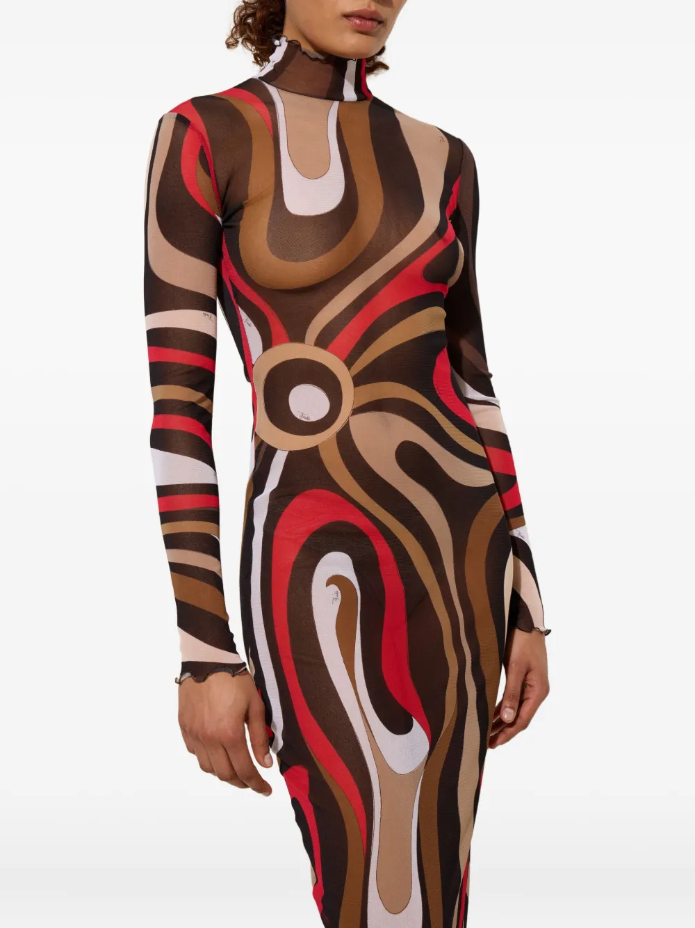 Pucci Marmo-print Maxi Dress In Brown