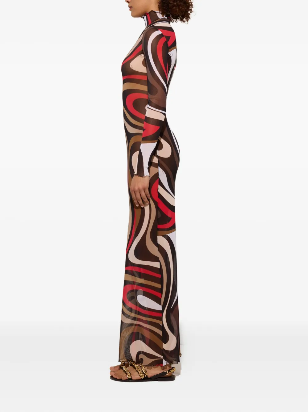 Pucci Marmo-print Maxi Dress In Brown