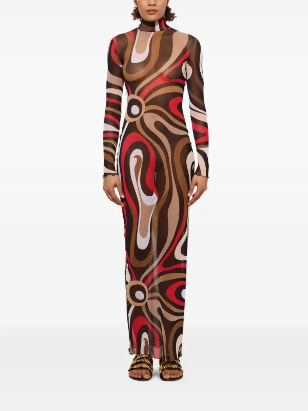 PUCCI Marmo-print Maxi Dress | Brown | FARFETCH
