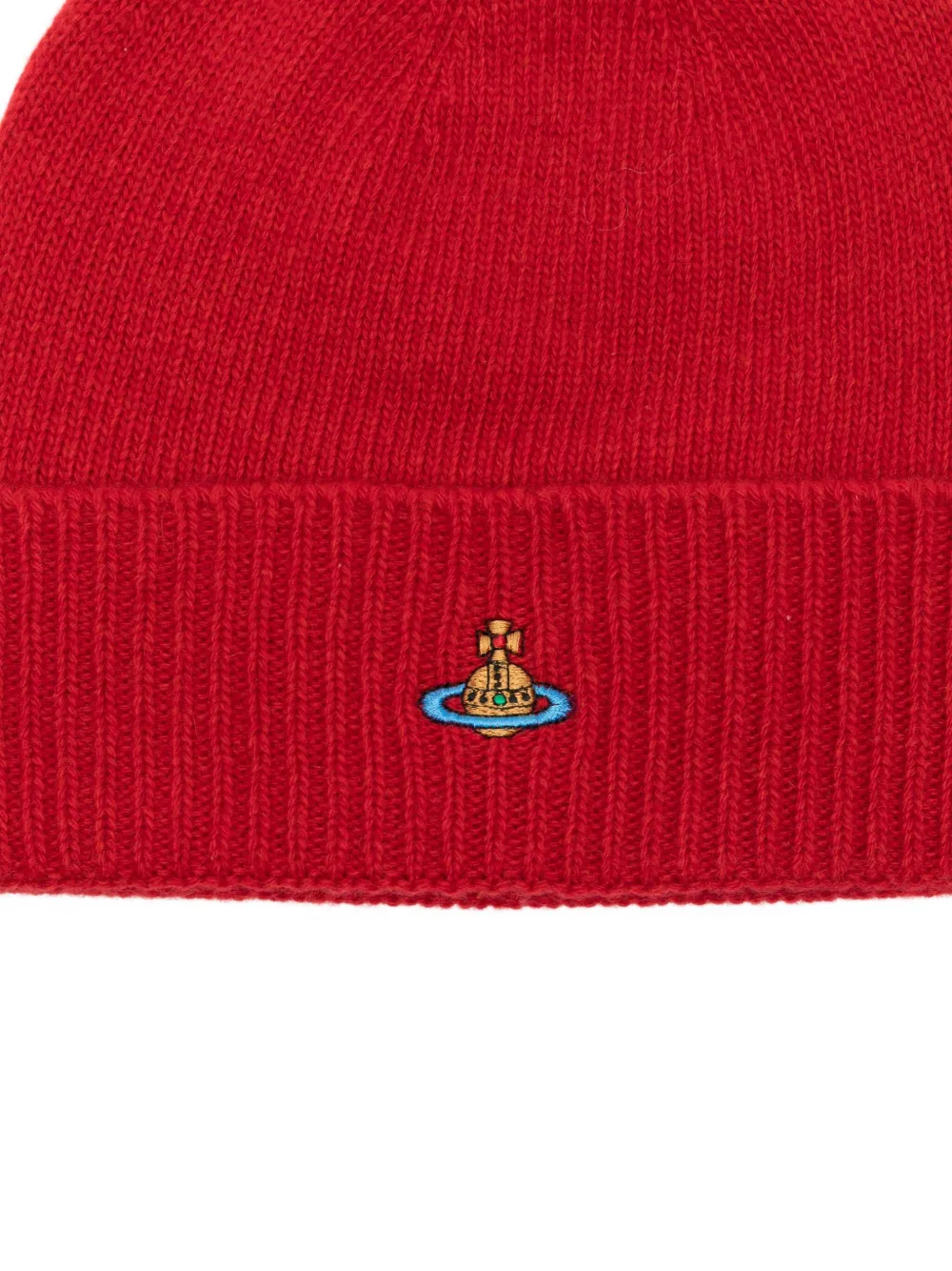 Vivienne Westwood Orb-embroidered Beanie In Red